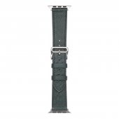 KNY Apple Watch 42 MM İçin KRD-76 Delikli PU Deri Kordon-Kayış Yeşil - 1