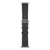 KNY Apple Watch 44 MM İçin KRD-76 Delikli PU Deri Kordon-Kayış Siyah - 1
