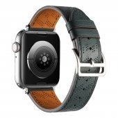 KNY Apple Watch 44 MM İçin KRD-76 Delikli PU Deri Kordon-Kayış Siyah - 3