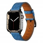 KNY Apple Watch 44 MM İçin KRD-76 Delikli PU Deri Kordon-Kayış Siyah - 4