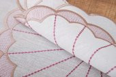 Finezza Mila Nakışlı Keten Efekt Kumaş Krem Pembe A.Servis 34x45 cm 4 Ad-1393 - 5