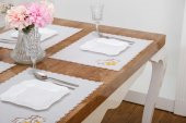Finezza Dolce Nakışlı Keten Efekt Kumaş Krem Sarı A.Servis 33,5x45 cm 4 Ad-1395 - 3