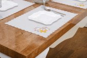 Finezza Dolce Nakışlı Keten Efekt Kumaş Krem Sarı A.Servis 33,5x45 cm 4 Ad-1395 - 2