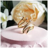 Altın Kaplama Kadın Zirkon Taş Yüzük - 1