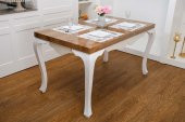 Finezza Linda Nakışlı Keten Efekt Kumaş Krem Mavi A.Servis 33x45 cm 4 Ad.-1400 - 1
