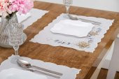 Finezza Linda Nakışlı Keten Efekt Kumaş Krem Mavi A.Servis 33x45 cm 4 Ad.-1400 - 2