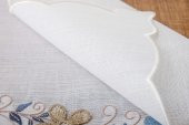Finezza Linda Nakışlı Keten Efekt Kumaş Krem Mavi A.Servis 33x45 cm 4 Ad.-1400 - 5
