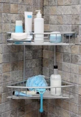 Primanova Alüminyum Banyo Köşe Rafı Şampuanlık Paslanmaz N31-06 Siyah - 3