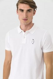 Farm Animals Polo Yaka Penguen Nakış Detaylı Erkek T-shirt - 5