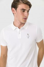 Farm Animals Polo Yaka Penguen Nakış Detaylı Erkek T-shirt - 6