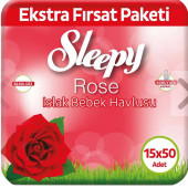 Sleepy Gül Kokulu 50 Yaprak 15'li Paket Islak Mendil - 1