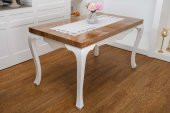 Finezza Linda Nakışlı Keten Efekt Kumaş Kreme Mavi Runner 45x150 cm-1403 - 1