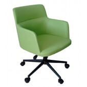 Büro Koltuğu Çalışma Sandalyesi Siyah konik Yıldız Ayaklı Döküm Süngerli Yeşil Suni Deri - 2