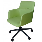 Büro Koltuğu Çalışma Sandalyesi Siyah konik Yıldız Ayaklı Döküm Süngerli Yeşil Suni Deri - 4