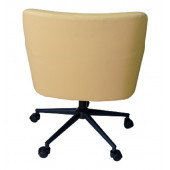Büro Koltuğu Çalışma Sandalyesi Siyah Konik Yıldız Ayaklı Döküm Süngerli Sarı Suni Deri thumbnail 3