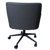 Büro Koltuğu Çalışma Sandalyesi Siyah Konik Yıldız Ayaklı Döküm Süngerli Siyah Suni Deri - 2