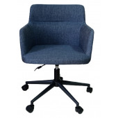 Çalışma Sandalyesi Siyah Konik Yıldız Ayaklı Döküm Süngerli Lacivert Keten Kumaş - 2