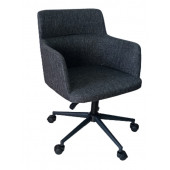 Çalışma Sandalyesi Siyah Konik Yıldız Ayaklı Döküm Süngerli Antrasit Keten Kumaş thumbnail 1