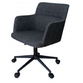 Çalışma Sandalyesi Siyah Konik Yıldız Ayaklı Döküm Süngerli Antrasit Keten Kumaş thumbnail 3