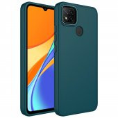 KNY Xiaomi Redmi 9C Kılıf Metal Kamera Koruma Çerçeveli Mat Luna Silikon Yeşil - 1