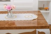 Finezza Mila Nakışlı Keten Efekt Kumaş Kreme Sarı Runner 45x150 cm - 1407 - 3