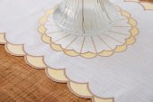 Finezza Mila Nakışlı Keten Efekt Kumaş Kreme Sarı Runner 45x150 cm - 1407 - 4