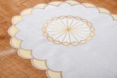 Finezza Mila Nakışlı Keten Efekt Kumaş Kreme Sarı Runner 45x150 cm - 1407 - 5