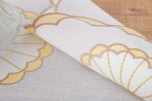 Finezza Mila Nakışlı Keten Efekt Kumaş Kreme Sarı Runner 45x150 cm - 1407 - 6