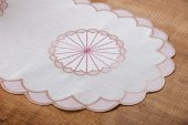 Finezza Mila Nakışlı Keten Efekt Kumaş Kreme Pembe Runner 45x150 cm - 1408 - 5