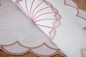 Finezza Mila Nakışlı Keten Efekt Kumaş Kreme Pembe Runner 45x150 cm - 1408 - 6