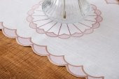 Finezza Mila Nakışlı Keten Efekt Kumaş Kreme Pembe Runner 45x150 cm - 1408 - 4