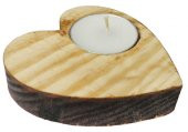 AĞAÇ KÜTÜK TEALİGHT MUMLUK KALP NATUREL 1 ADET - 2