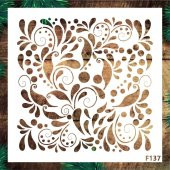 Çiçek Desen Stencil Şablon (25x25) F-137 - 1
