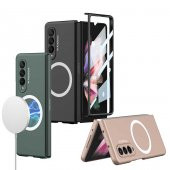 Samsung Galaxy Z Fold 3 Kılıf Manyetik Wireless Şarj Özellikli Kıpta Magsafe Kapak - 3