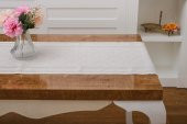 Finezza Roma Jakar Polyester Kumaş Bej Runner 45x150 cm - 1415 - 3