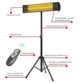 MirKraft Grade Karbon Elektrikli Isıtıcı,Tripod Ayaklı,Uzaktan Kumandalı 2500W - 2