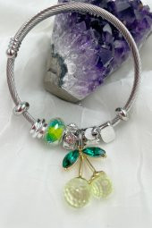 Sarı Taşlı Kiraz Charm Çelik Pandora Model Bileklik - 2