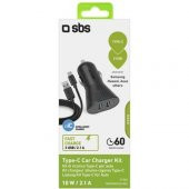 Sbs Araç Şarj Cihazı 12/24V 2100 mAh 2 Usb Çıkışı Type C Kablo Siyah TEKITCRC2U21AUL - 2