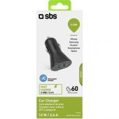 Sbs Mini Araç Şarj Cihazı 12/24V 2400 mAh 2 Usb Çıkışı Siyah TECR2USB24AFAST - 2