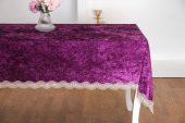 Finezza Pera Lüx  Dantelli Kadife Kumaş Mor Masa Örtüsü 160x220 cm  - 1420 - 2