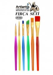 Fırça Seti 6 Lı Kısa Sap Resim Fırçası 1 Paket Suluboya Akrilik Boya Guaj Boya Yağlı Boya Fırca Seti - 1