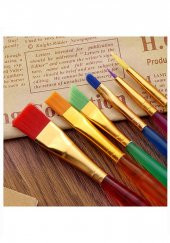 Fırça Seti 6 Lı Kısa Sap Resim Fırçası 1 Paket Suluboya Akrilik Boya Guaj Boya Yağlı Boya Fırca Seti - 4