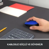 Logitech USB Alıcılı Kablosuz Kompakt Mavi Kablosuz Mouse thumbnail 2