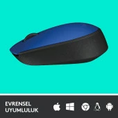 Logitech USB Alıcılı Kablosuz Kompakt Mavi Kablosuz Mouse thumbnail 4