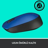 Logitech USB Alıcılı Kablosuz Kompakt Mavi Kablosuz Mouse thumbnail 5