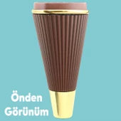 Iron Lüks Mobilya Kanepe Sehpa Tv Ünitesi Koltuk Ayağı 15 Cm Ahşap Desenli Gold Baza Ayakları - 2