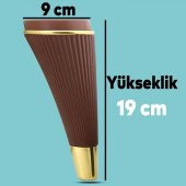Lüks Mobilya Kanepe Sehpa TV Ünitesi Koltuk Ayağı 19 cm Ahşap Desenli Gold Baza Ayak - 6