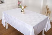Finezza Viva Jakar Polyester Kumaş Beyaz Masa Örtüsü 160x220 cm  - 1424 - 2