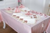 Finezza Afife Kadife Krem Pudra Sofra Takımı 8 kişilik 160x230 cm 34 Parça -1426 - 2