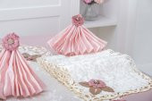 Finezza Afife Kadife Krem Pudra Sofra Takımı 8 kişilik 160x230 cm 34 Parça -1426 - 3